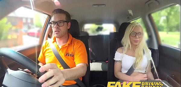  Fake Driving School Sexy busty blonde babe creampied on first lesson
